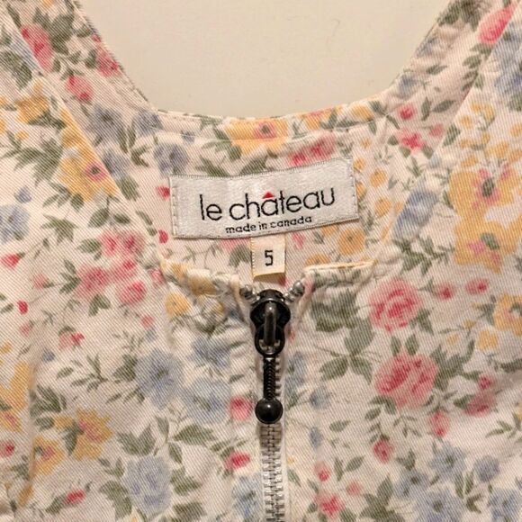 EUC Le Chateau 5 Cotton Floral Print Zip Front Romper - Picture 2 of 6